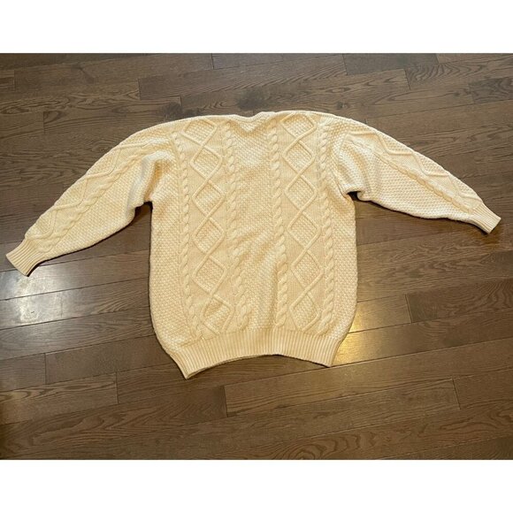 Cashmeres, Etc. 100 % Pure Cashmere sweater Over sized Large, cable knit ivory - Picture 6 of 8